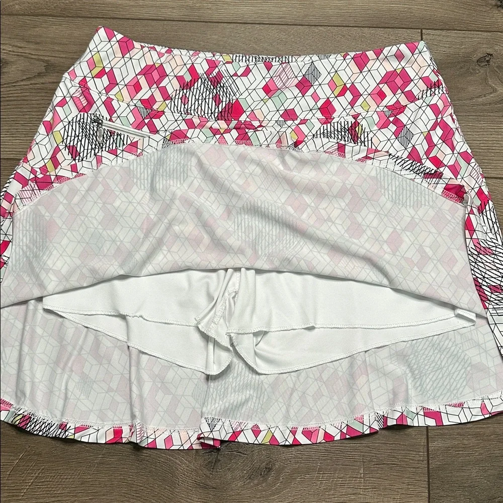 GG Blue High Rise Flounce Golf Skirt Skort Geometric Pink White Size‎ Large